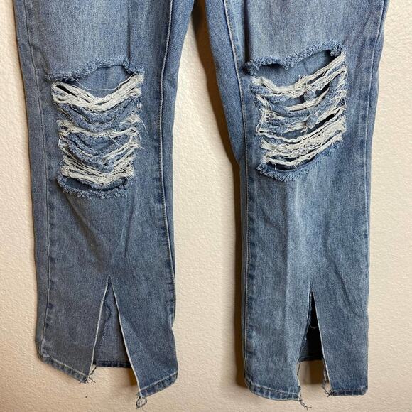 Momokrom Dolls Kill Slashed Knee Split Hem Hi Rise Denim Jeans Distressed Us 6 - Picture 3 of 9